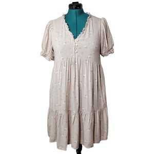 Calista‎ Short Dress Tunic Boho Gauzy Pink Floral Size Medium